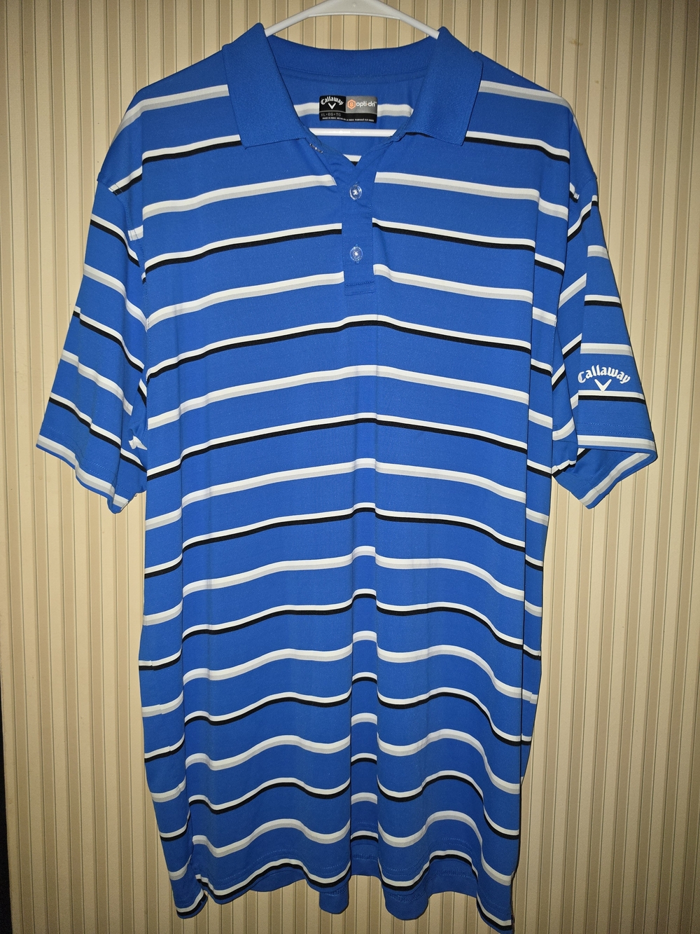 Callaway Opti-Dri Men’s XL Blue Striped Golf Polo Shirt Performance